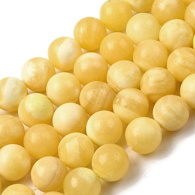 Natural Yellow Jade Beadd Strands G-A274-A01-12mm-1