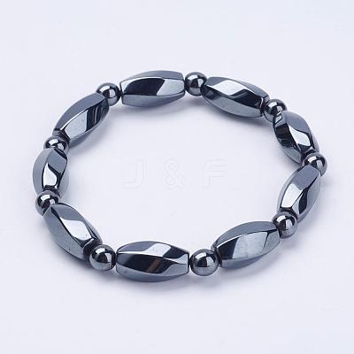 Electroplate Magnetic Synthetic Hematite Stretch Bracelets BJEW-G564-02A-1