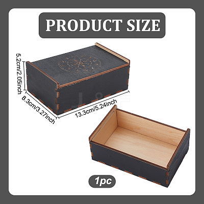 1Pc Rectangle Engraved Wooden Sliding Lid Boxes CON-UN0001-03B-1