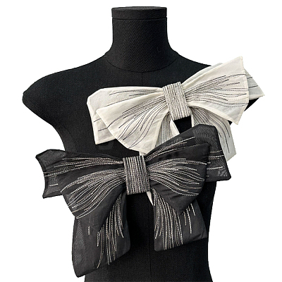 Big Bowknot Decorative Organza Embroidered Collar Trim AJEW-WH0518-41A-1