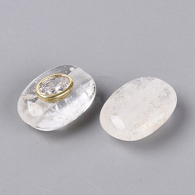 Brass Micro Pave Cubic Zirconia & Quartz Crystal Beads GG-OY001-06G-01-1