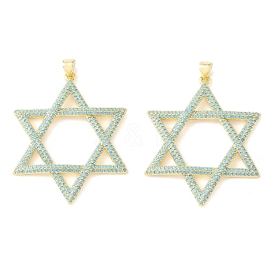 Brass Micro Pave Sky Blue Cubic Zirconia Pendants CU-CBA6938-04G-01-1