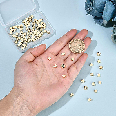 90Pcs 6 Style Brass Beads KK-BC0007-54-1