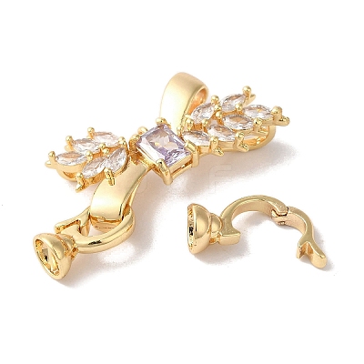 Brass Micro Pave Cubic Zirconia Fold Over Clasps KK-B098-09G-03-1