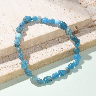 Natural Apatite Bead Stretch Bracelets BJEW-K213-40-1