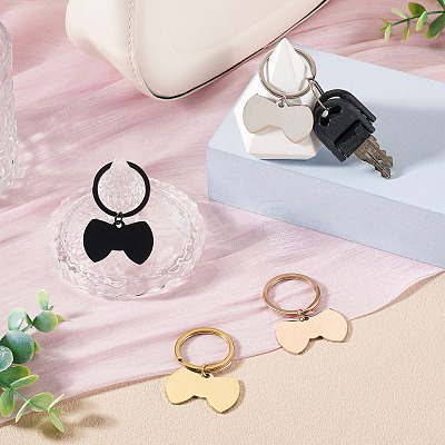 4Pcs 4 Styles Stainless Steel Keychains KEYC-TA0004-81D-1