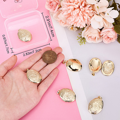 6Pcs Brass Locket Pendants KK-BBC0015-50-1