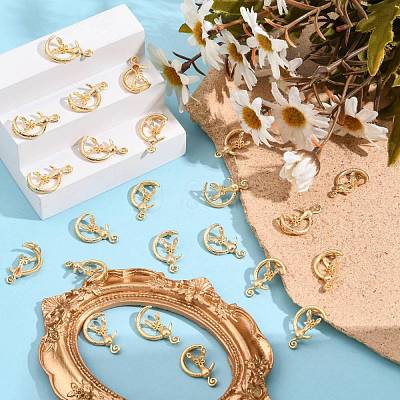 Brass Screw Eye Peg Bails Pendants KK-T062-105G-NF-1
