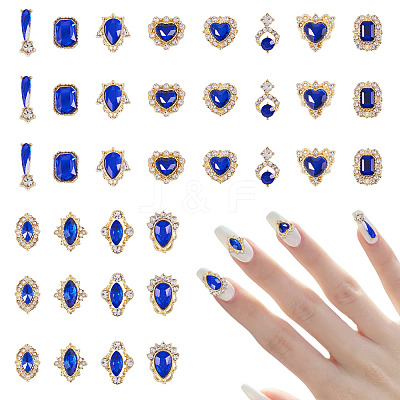 48Pcs 12 Styles Alloy Rhinestone Cabochons MRMJ-TA0001-45C-1