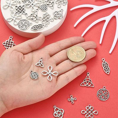 100Pcs 10 Styles Tibetan Style Alloy Pendants TIBEP-CJ0002-45-1