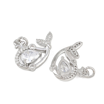 Brass Micro Pave Cubic Zirconia Pendants KK-K407-57S-1