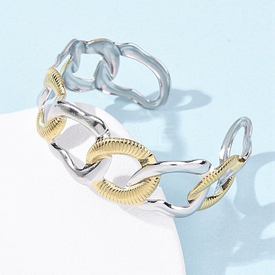 Oval 304 Stainless Steel Cuff Bangles for Women BJEW-B150-06GP-1