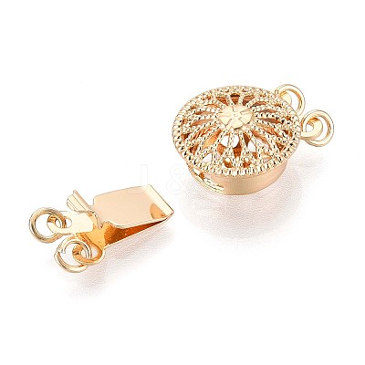 Rack Plating Flower Brass Box Clasps KK-QA183-99G-1