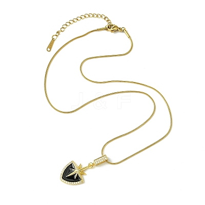 304 Stainless Steel & Rhinestone & Enamel Pendant Necklaces for Women NJEW-G157-03G-1