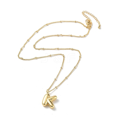Initial Letter Brass Pendant Necklace NJEW-A015-21G-K-1