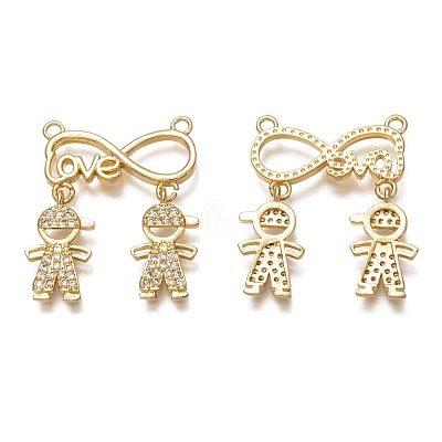 Brass Micro Pave Clear Cubic Zirconia Pendant Links ZIRC-C020-33G-1