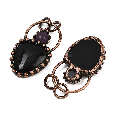 Natural Obsidian & Natural Amethyst Pendants G-Z101-06R-05-1