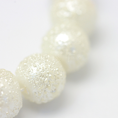 Baking Painted Textured Glass Pearl Bead Strands X-HY-Q002-6mm-01-1
