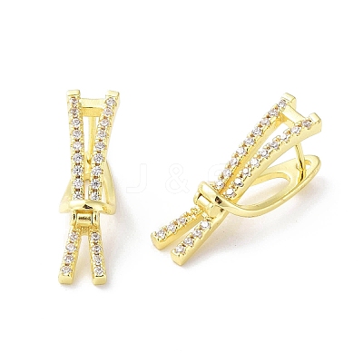 Clear Cubic Zirconia Bowknot Hoop Earrings EJEW-G333-08G-1