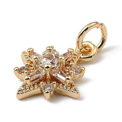 Brass Micro Pave Cubic Zirconia Charms KK-C133-03A-G-1