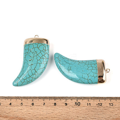 Dyed Synthetic Turquoise Tusk Shape Big Pendants TURQ-T004-22-1