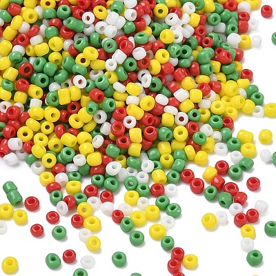 4 Colors Christmas 12/0 Glass Round Seed Beads SEED-X0058-03A-1