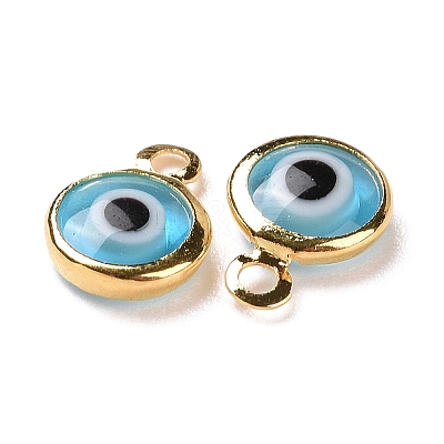 Handmade Evil Eye Lampwork Charms KK-F764-13G-07-1