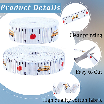 2 Rolls 2 Styles Back to School Season Polyester Ribbons OCOR-GF0005-94-1