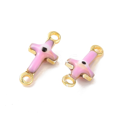 Brass Enamel Connector Charms KK-J302-08G-1