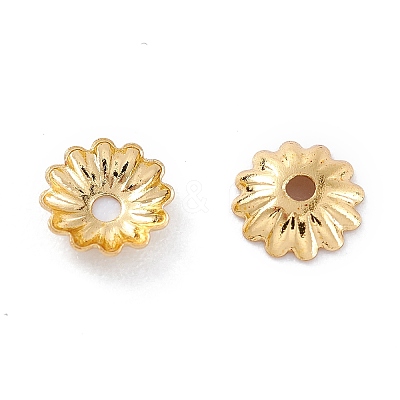 Rack Plating Brass Bead Cap X-KK-F827-01A-G-1