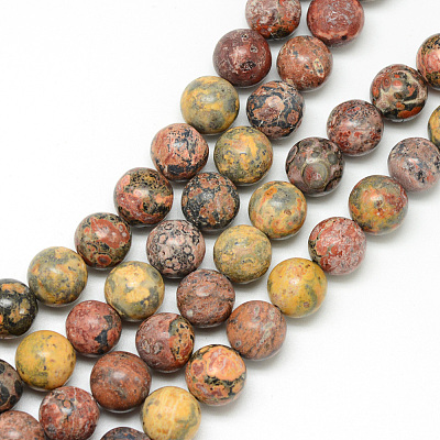 Natural Leopard Skin Jasper Bead Strands G-R345-8mm-30-1