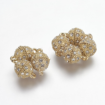 Alloy Rhinestone Magnetic Clasps with Loops X-RB-H116-2-G-1