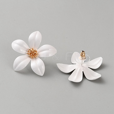 Iron & Alloy Enamel Flower Stud Earrings EJEW-WH0033-57B-1