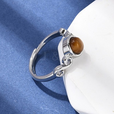 Natural Tiger Eye Finger Rings RJEW-A084-04P-06-1