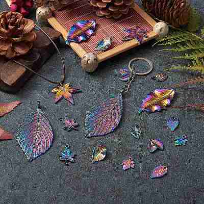 20Pcs 10 Style Rainbow Color Alloy Pendants PALLOY-SZ0001-31-1