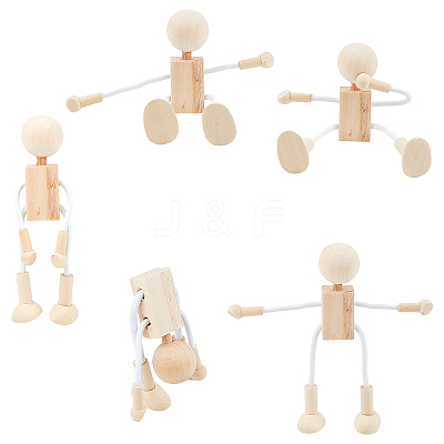 Unfinished Blank Wooden Robot Toys DIY-WH0097-05-1