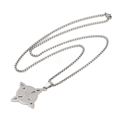 201 Stainless Steel Trinity Knot Wish Knot Pendant Necklaces for Men Women LS-NJEW-K283-36P-1