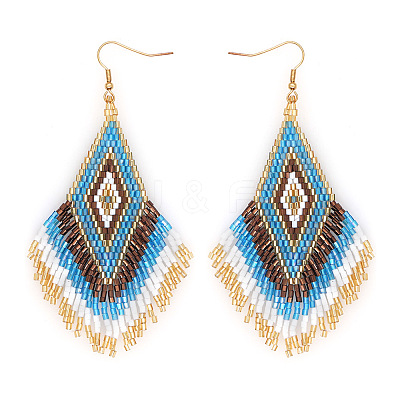 Bohemian Handmade Glass Seed Beads Tassel Dangle Earrings CB9270-5-1