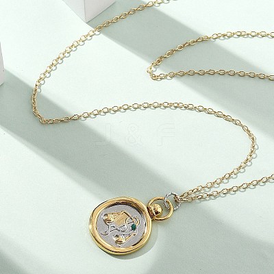 Brass Twelve Constellations Tarot Pendant Necklaces NJEW-Q006-01I-G-1