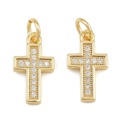 Brass Micro Pave Clear Cubic Zirconia Charms CU-CBADC6C-06G-03-1