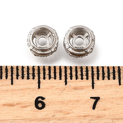 925 Sterling Silver Micro Pave Clear Cubic Zirconia Beads STER-F061-06P-1