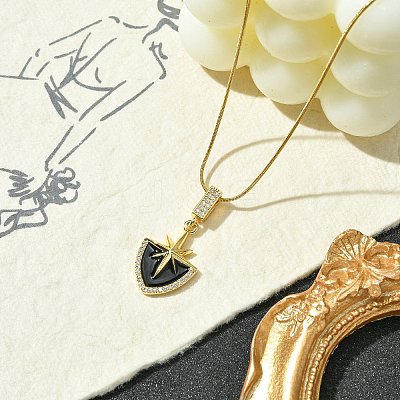 304 Stainless Steel & Rhinestone & Enamel Pendant Necklaces for Women NJEW-G157-03G-1