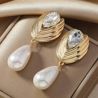 Alloy Rhinestone Dangle Stud Earrings WGDC92A-01-1