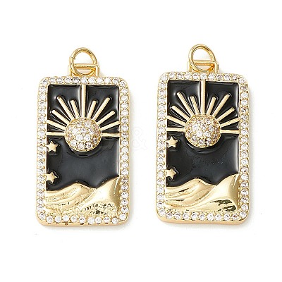 Rack Plating Brass Micro Pave Clear Cubic Zirconia Pendants X-KK-D073-24G-01-1