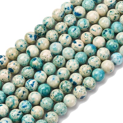 Natural Dyed Marble Beads Strands G-P593-6mm-04-1