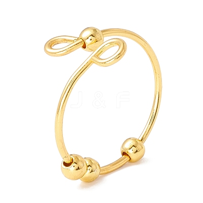304 Stainless Steel Rotating Beaded Open Cuff Ring STAS-E047-01G-1