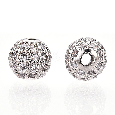 Rack Plating Brass Cubic Zirconia Beads ZIRC-S001-6mm-A03-1