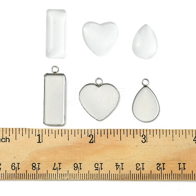 15Pcs 3 Styles 304 Stainless Steel Pendant Cabochon Settings STAS-FS0001-41-1