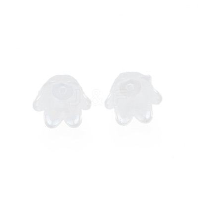6-Petal Imitation Jelly Acrylic Bead Caps JACR-T002-02G-1