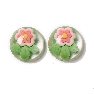 Transparent Flower Resin Cabochons RESI-G034-B05-1